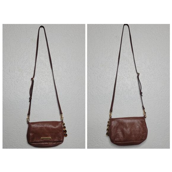 Juicy Couture Leather Brown Fold Over Clutch Crossbody Adjustable Strap w/ Charm - Picture 6 of 16